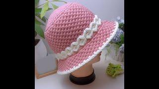 Easy crochet a hat,beautiful crochet hat pattern .let's crochet the Bucket sunshade warm hat.