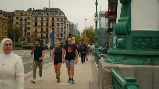 4K VIDEO, DONOSTIA from KURSAAL to EGIA, imposing Maria Cristina hotel. Euskadi BASQUE COUNTRY.