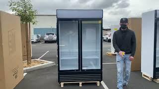 cooler depot Two Section Glass Door Merchandiser 2 Left Right Hinge Doors 115v