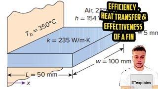 Heat Transfer - Determine the efficiency, heat transfer rate and effectiveness of each fin