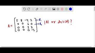 Find the determinant of the triangular matrix. [[  5  8 -4  2;  0  0  … ]