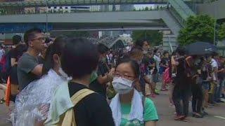 Protesters jamming HK business district