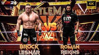 Brock Lesnar vs. Roman Reigns | INSANE ! | WrestleMania | WWE 2K24  #wwe #wwe2k24 #romanreigns