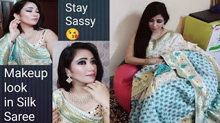 Step by Step Newly Wed Makeup Look With Banarasi Silk Saree || Traditional Makeup Look For beginners