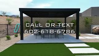 4K Aluminum Titan solid roof pergola in all Black.