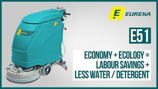 Single brush, professional walk behind floor scrubber-dryer E51 by Eureka Cleaning Machines