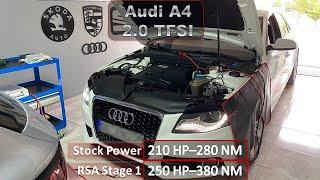 Audi A4 B8 2.0 TFSI Quattro RSA Stage1 250HP 380NM | Stock 210hp 280nm | 0 -100 & 60 - 180 kmh |