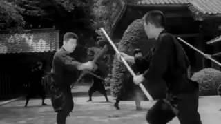 Hatsumi Masaaki demonstrating Kukishinden Ryū Bōjutsu in the 1960s