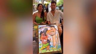 Drawing a Maui caricature in Hawaii