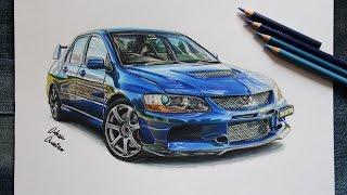 Mitsubishi EVO 9 | Realistic Car Drawing