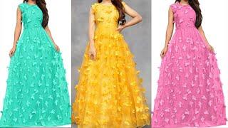 Designer Net Butterfly Long Dress Designs | Net Gown |Fashion Style Corner