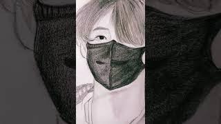 BTS on the trend#i tried to draw of BTS jk with long hair #simple drawing #shorts video #