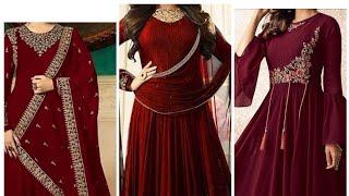 Most Beautiful Maroon Color Long Gown | Least Designs | Hamuz Trendz|#marooncolor#gown#design