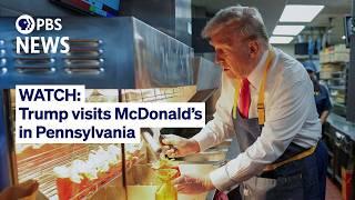 WATCH: Trump disparages Harris as he visits a McDonald's in swing state Pennsylvania