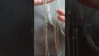 жидкое серебро. Серебряное длинное колье бусы из серебра и аквамарина