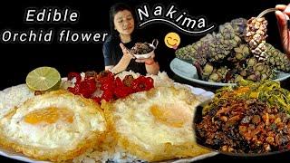 WILD VEGETABLE EDIBLE ORCHID FLOWER, NAKIMA // RICE MUSTARD LEAF EGG MUKBANG