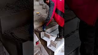 Installing stair tiles one step at a time - patience in every piece #construction #shorts