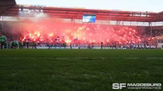 Einlauf der Mannschaften - 1. FC Magdeburg gegen Hallescher FC 3:5 n.E. - www.sportfotos-md.de