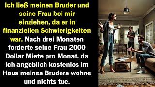 Ich ließ Bruder und Frau einziehen; nach 3 Monaten fordert sie $2000 Miete, da ich „gratis lebe“.