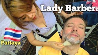 Lady Barber Knows How to Clean Up a Man! (ASMR for INSOMNIACS. Help you sleep!) Pattaya Thailand 