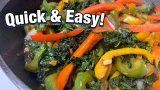 How to cook Kale | Garlic Kale w/Peppers & Onions | It’s All About The Seasoning!