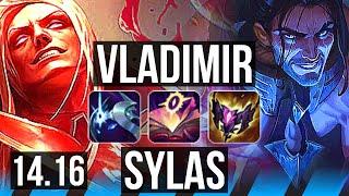 VLADIMIR vs SYLAS (MID) | 7 solo kills, Legendary, 9/2/4, 600+ games | NA Grandmaster | 14.16