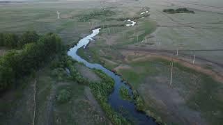 Красивый вид с высоты на речку. Видео на дрон DJI Мини 2
