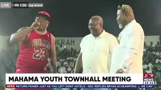 Boxers Bukom Banku and Ayittey Powers join John Mahama on stage.