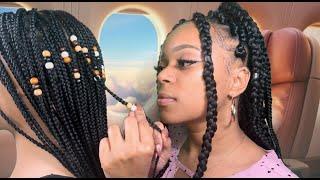 ASMR | ️ The Lady On The Airplane Does Your Hair + Adds Wooden Beads To Your Braids