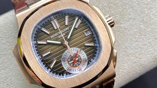 Мужские позолоченные часы Patek Philippe Nautilus