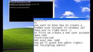 Create a hidden user account in Windows XP