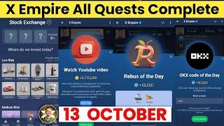 13-14 October All Quests Code X Empire | Rebus Of The Day | Okx Code Of The Day | YouTube Video Code