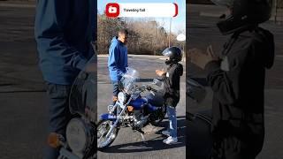 I taught my nephew how to ride a motorcycle. Watch the video on YouTube Channel Traveling Tall