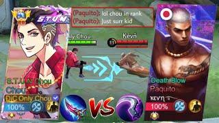 TOP SUPREME CHOU VS PRO PAQUITO IN RANK GAME WIN OR LOSE? | Mlbb Chou Vs Paquito Who Will Win? 