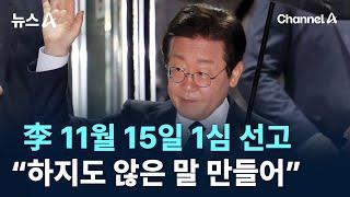 이재명 11월 15일 1심 선고…“하지도 않은 말 만들어” / 채널A / 뉴스A