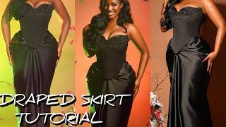 How to Cut and Sew a Stylish Drape Ruched Skirt | No Side Seam | No Pattern Needed!