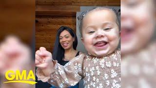 Cuteness overload as baby and mom play a freeze dance game