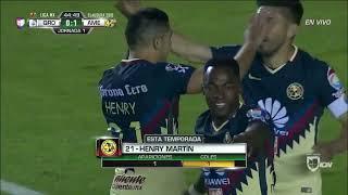 DEBUT GOLEADOR de HENRY MARTIN con las aguilas del AMERICA 2018