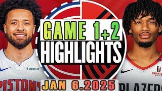 Detroit Pistons Vs Portland Trail Blazers Game 1st+2nd Highlights Jan 06,2025 NBA Season 2024-25