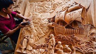 Hoi An Wood Carving : 6 Months Carving a Huge Wall Art from a Piece of Wood