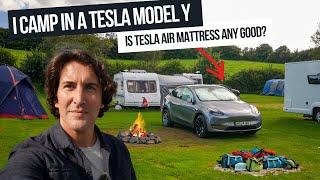 I TRY CAMPING in a TESLA Model Y (Review of Tesla Air Mattress)