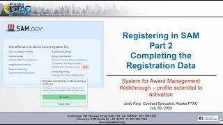 Registering in SAM, Part 2  Completing the Registration Data