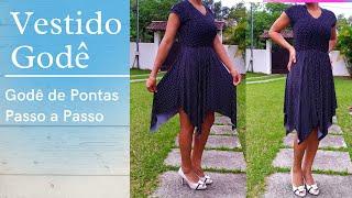 Diy- VESTIDO COM SAIA GODÊ DE BICO 4 PONTAS FÁCIL [Iniciantes] DRESS WITH EASY TOPPED GODDLE SKIRT