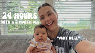 *real* 24 HOURS WITH A 2 MONTH OLD | solo parenting, night routine, feeding + pumping