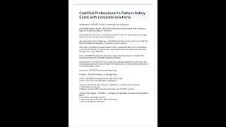 Certified Professional In Patient Safety Exam with complete solutions