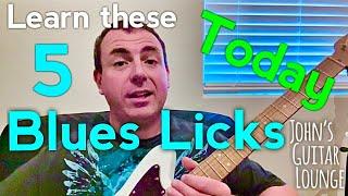 5 Blues Guitar Licks You Can Learn To Play TODAY! ~ John’s Guitar Lounge Lesson Video Series