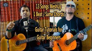 13 Bangla Songs in 1 Beat & 1 Home Chords Dm on Guitar Tutorials for Beginners by Hasan Khan