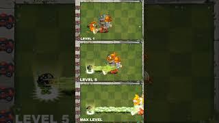 Plants vs  Zombies 2: Mega Gatling Pea Level 1,5,Max level Power-up #pvz2 #shorts