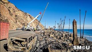 𝗥𝗘𝗦𝗧𝗢𝗥𝗜𝗡𝗚 𝗠𝗔𝗟𝗜𝗕𝗨: Power Poles Installed in Malibu as Recovery Efforts Ramp Up After Devastating Fire