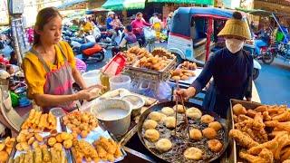 Amazing Cambodian Food Market - Skills Women’s Making Hotdog, Donuts, Fruits, Fresh Food & More